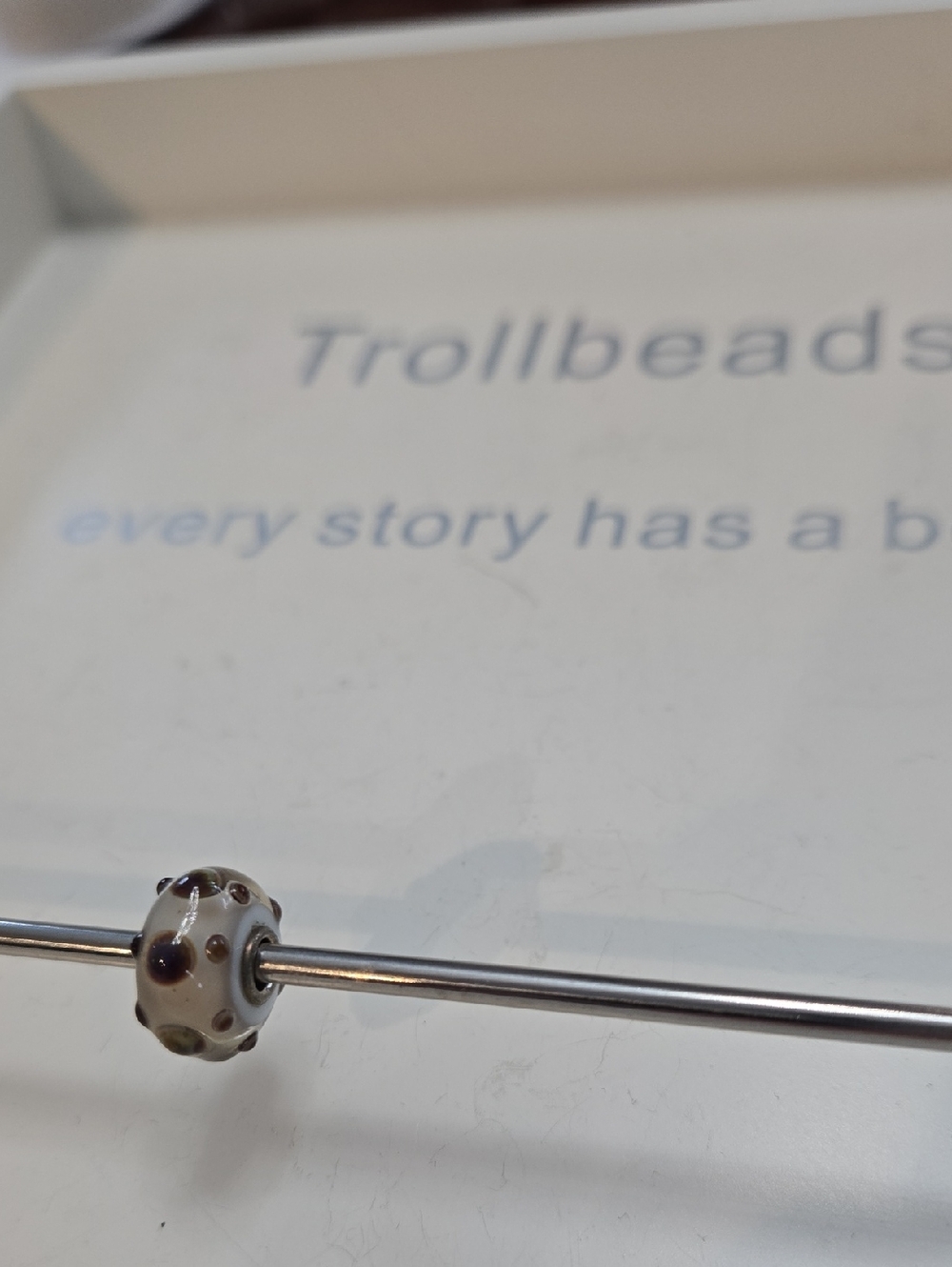Trollbeads Cream Glass Bead with Brown Spot Accents